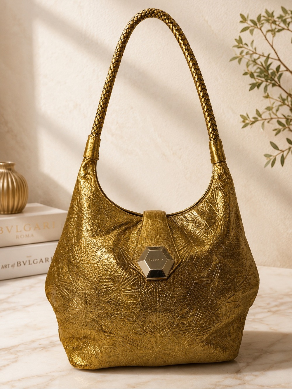 Bulgari × Matthew Williamson Limited Edition Metallic Gold Hobo Bag